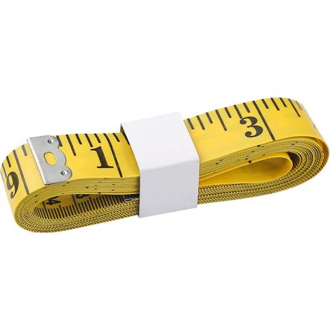 Mètre ruban souple portable en PVC de 300 cm (120 pouces) pour la couture et la prise de mesures corporelles. Outil de mesure durable et de qualité. Jaune. (1/5)