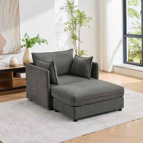 Canapé et fauteuil lounge une place modernes et minimalistes pour petits espaces – Pouf de rangement inclus (canapé lounge en tissu pour le salon) (1/5)