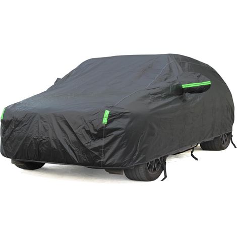 Bâche Voiture Extérieur Étanche Noir Bache Voiture Doublure en Coton Housse de Protection Voiture Extérieur pour Hatchback Taille S: Max380cm (1/5)