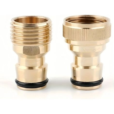 Adaptateur de tuyau à connexion rapide en laiton argenté 1/2" et 3/4" - Filetage BSP pour l'arrosage du jardin, le lavage de voiture et l'entretien de la pelouse