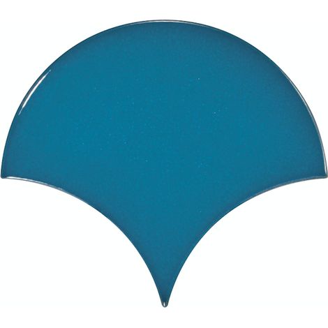 Carrelage mur écaille de poisson uni bleu 10,6x12 cm SCALE FAN ELECTRIC BLUE (vendu par boite de 0,37m2) (1/3)