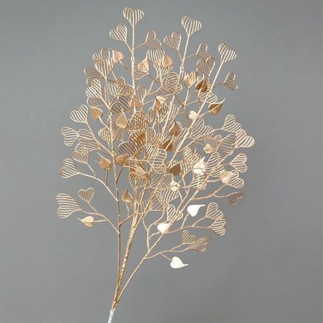 Dekoratives goldenes Kunststoffherz, künstliches Gras, Herzform, goldfarben, 1 Stück (1/2)