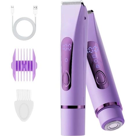 Rasoir 2-en-1 pour femmes - Tondeuse maillot - Rasoir électrique - Sans fil, double tête - Étanche IPX7 - Rasage confortable et indolore - Pour le visage, le maillot, les jambes et les aisselles - Vio (1/5)