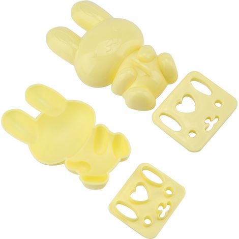 3er-Set lebensmittelechte PP-Formen in Form von Cartoon-Hasen für Sushi-Reis, ideal zum Selbermachen von Onigiri (gelb) (1/5)
