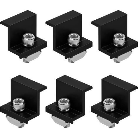 Support de panneau solaire, lot de 6, fixation de panneau solaire 30 mm, borne de rail solaire réglable pour rails de montage photovoltaïques (1/5)