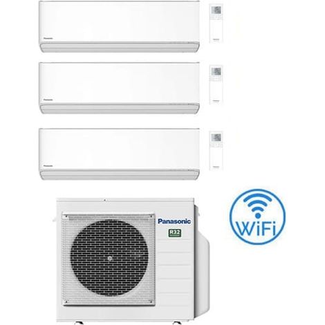 Climatizzatore Condizionatore Panasonic Serie Etherea Bianco Opaco Wifi R32 Trial Split Inverter 9000 + 9000 + 9000 BTU con U.E. CU-3Z52TBE Classe A+++/A+