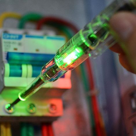 Neuer induktiver Spannungsprüfer mit Summer, hoher Helligkeit, drei Farben, fotoelektrischem Stift, spezieller Spannungsprüfer für Elektriker zur Prüfung der Durchgängigkeit von Phasen- und Neutrallei (1/5)