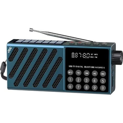 Radio d'Urgence Multifonction avec Haut-Parleur Bluetooth – Rechargeable Solaire & USB, Lecteur MP3, Radio FM à Haute Sensibilité, Porte-Bonheur pour Téléphone, pour Camping et Extérieur (1/5)