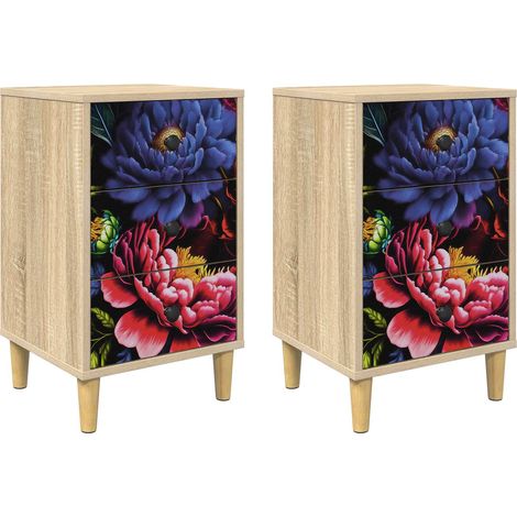 Bedside Cabinet KIEL 2 pcs Sonoma Oak 36 x 33 x 60 cm vidaXL