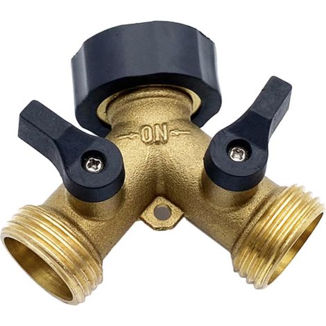 Robinet distributeur robuste pour tuyau d'arrosage, raccord en laiton à 2 voies, filetage 3/4", vanne facile à utiliser