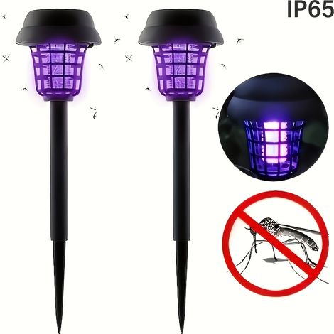 Lot de 2 lampes anti-moustiques pour pelouse, lampe solaire anti-insectes pour allée, lampe anti-moustiques d'extérieur IP65 (1/5)