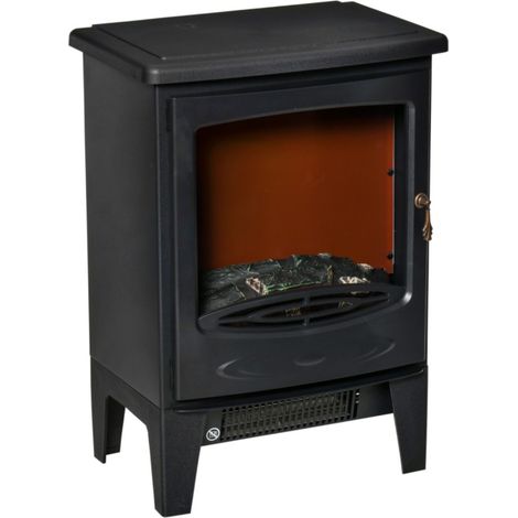 Cheminée électrique LED autoportante - Effet flamme réaliste - 900/1800 W - Chauffage d'appoint - Noir 39x26x54.8cm (1/5)