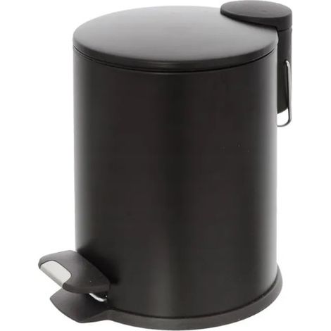 Pattumiera a Pedale in Acciaio Tonda Bagno Cucina 3 Lt Feridras - Colore: Nero (1/3)