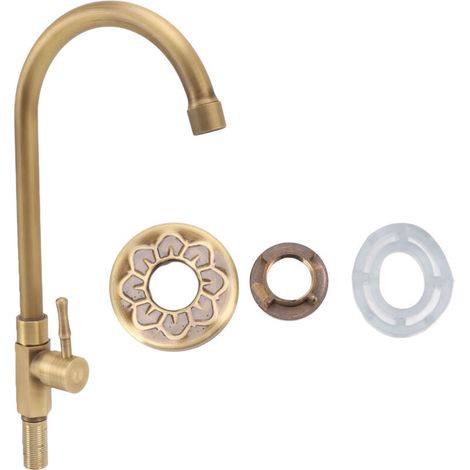 Antique brass bathroom sink faucet, single handle basin faucet, single cold water faucet, splash-proof bathroom faucet, suitable for home and commercial use. (1/4)