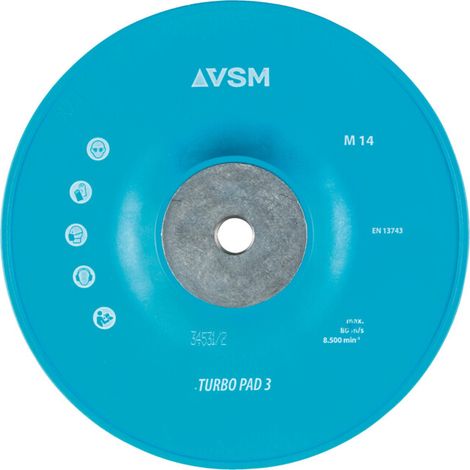 VSM Plateau-support pour disques en fibre TURBO PAD 3 dur/nervuré, ⌀ ext. : 180 mm