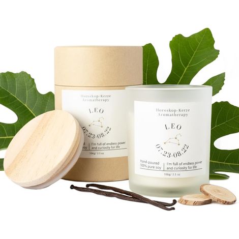 Bougie parfumée signe du zodiaque dans un pot - Bougie personnalisée avec note individuelle et différents parfums - Idée cadeau pour femme (lion) (1/5)