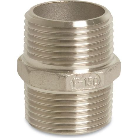 Edelstahl Doppelnippel 3/8 Zoll, Gewindefitting Edelstahl, V4A, Rohrverschraubung