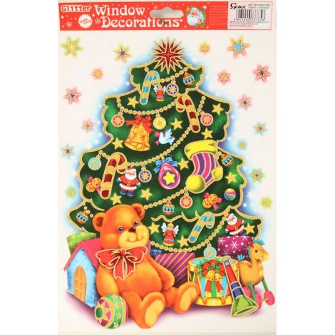 Adesivo autoadesivo per finestre con albero di Natale