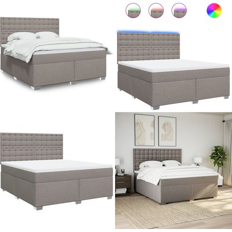 Giroletto a Molle con Materasso Tortora 180x200 cm in Tessuto - Materasso a molle insacchettate - Testiera regolabile