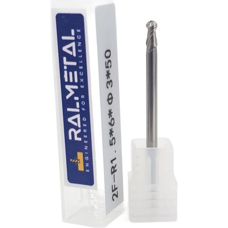 Fresa a sfera in metallo duro integrale per alluminio R1.5 x 6 x 3D x 50 (1/3)