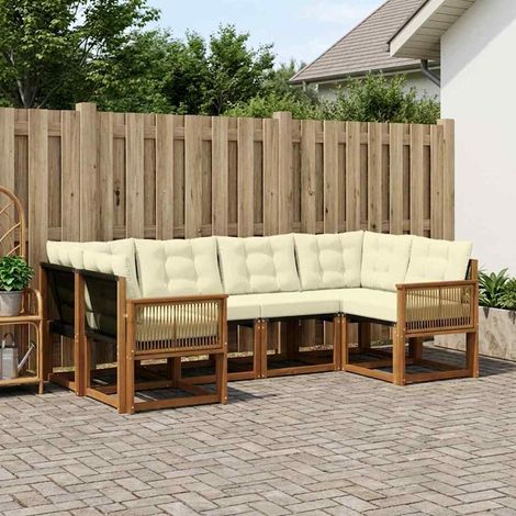 vidaXL Outdoor-Sofagarnitur 6 pcs Natur und Creme (1/5)