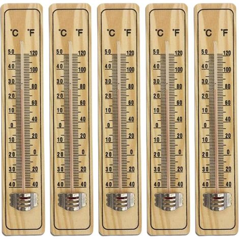 Set di 8 termometri in legno per interni, termometro in legno per misurare la temperatura interna ed esterna, energia, termometro con scala Celsius e Fahrenheit
