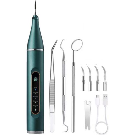 Détartreur dentaire ultrason pour animaux - Kit nettoyage dents chiens/chats - Vert - Soin vétérinaire (1/5)