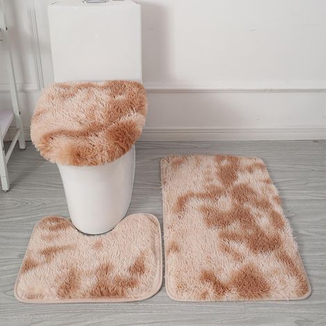 Tapis De Salle De Bain - Set De 3 Pièces En Polypropylène - Non Glissant - Pour Sol Carrelé Ou Laminé - 50 X 80 Cm 50 X 40 Cm Et 51 X 47 Cm - Kaki (1/2)