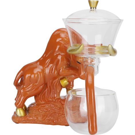 Kungfu-Teeservice aus Borosilikatglas, bestehend aus Tassen, Teesieb, Teekanne und Teezubehör, braunes Geschenkset (1/5)