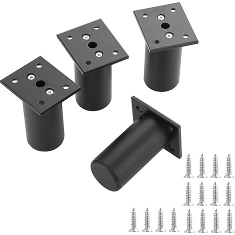 4pcs Pieds De Meuble Ajustable Pieds De Lit Rehausser Le Meuble Pied En Alliage D'aluminium Pour Sommier,Armoire,Table (Noir,Hauteur 80mm) (1/6)