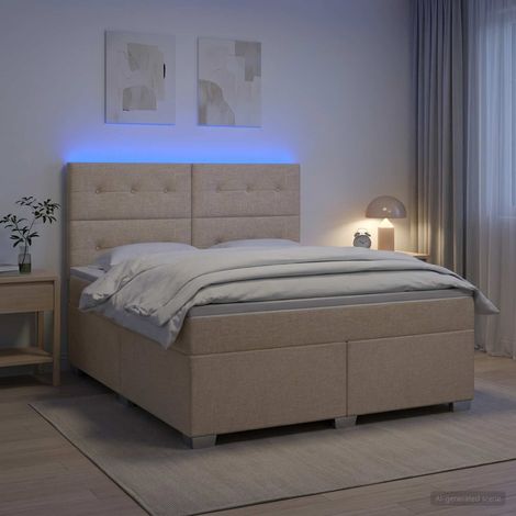 Lit boxspring avec matelas Crème 140 x 190 cm Tissu (1/5)