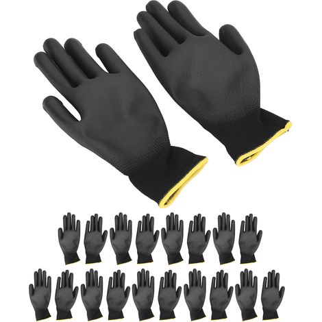 Gants de travail lot de 10 paires, revêtement PU, antistatiques, accessoires de sécurité pour bricolage, taille 7S (1/5)