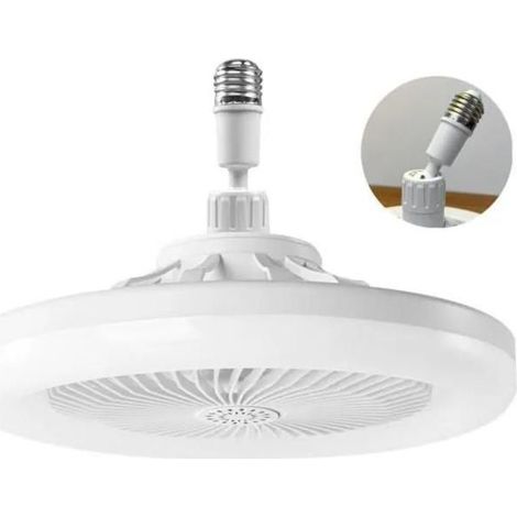 Ventilador de techo con luz LED E27 26 cm — silencioso, regulador, 3 velocidades, mando a distancia (blanco) (1/5)
