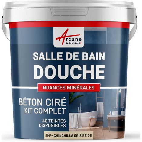 BETON CIRÉ: Kit BETONBESCHICHTUNG | KUNSTHARZ-BETON Badezimmer begehbare Dusche - Wasserdichte Beschichtung - Chinchilla-Grau-Beige - 5 m²-Kit (2 Schichten)