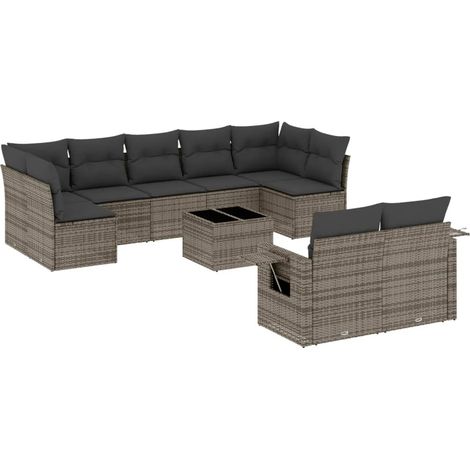 Maison Exclusive - Set de sofás de jardín 10 pzas con cojines rat (1/5)