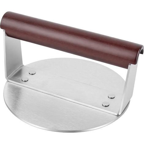 Hamburgerpresse – 1 Stück – Edelstahl und Holz – Gleichmäßiges Garen – Grill- und Bratplattenfunktion – 16,5 cm (1/5)