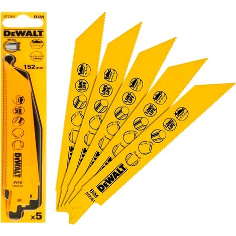 Dewalt  DT2361-QZ Lama Sega Diritta BIM 152 mm 14TPI Metallo 5 Pezzi