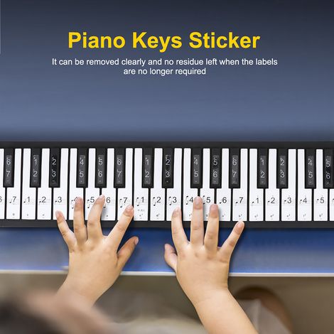 Étiquettes autocollantes blanches amovibles pour clavier électronique de piano à 88 touches (transparentes) (1/5)