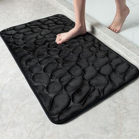 Alfombrilla de baño antideslizante de espuma viscoelástica, absorbente y lavable a máquina, alfombrilla de ducha para baño, 40 x 60 cm, negra (1/3)