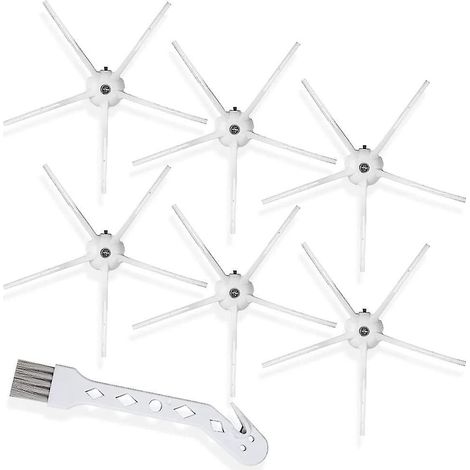 6er-Pack Seitenbürsten für Roborock S7-Serie, S6/S5/S4/E-Serie, Weiß
