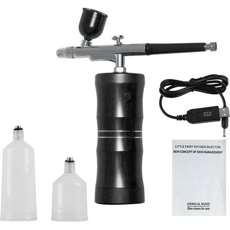 Pistolet à Maquillage Hydratant Portable - Airbrush Visage Cosmétique Noir (1/5)