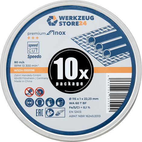 WS24 10x Spezialtrennscheibe 115 x 1 x 22 FastCut Inox in Metalldose - WS24-100096 (1/2)
