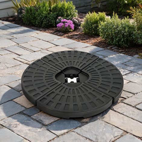 Base de parasol lestable 4 plaques PE noir 26,4 x 18,3 x 2,8 cm (1/5)