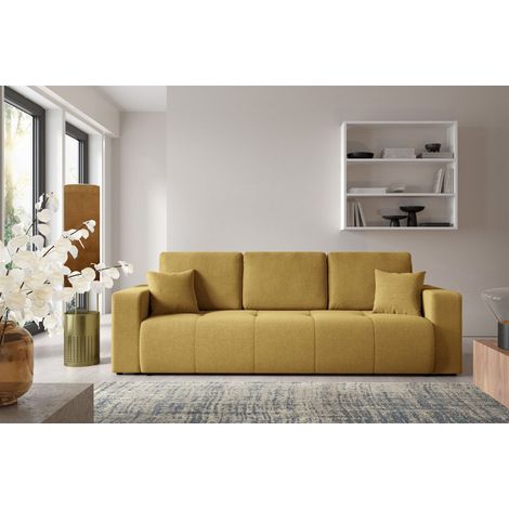 Sofa 3-Sitzer mit Schlaffunktion AUGUSTO in Stoff Wind Honiggelb (1/5)