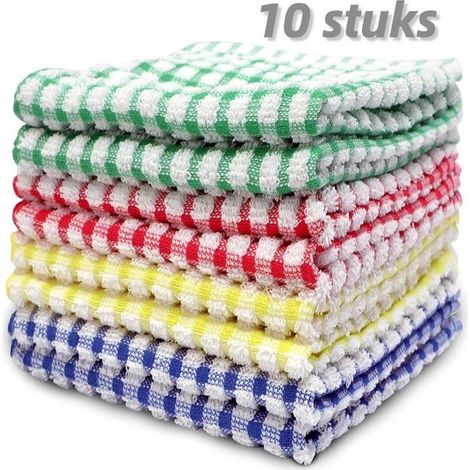 Strofinacci da cucina, 10 pezzi, 30 x 30 cm, strofinacci da cucina, a quadri, panni per la pulizia dei vetri, panni per la pulizia, strofinacci da cucina riutilizzabili, ecologici (1/5)