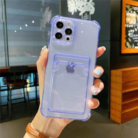 Étui de protection souple transparent antichoc de style portefeuille (iPhone 13 Pro violet) (1/5)