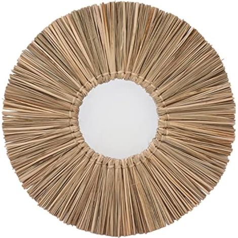 Miroir mural rond 15.7 pouces, suspendu en tissu style ferme et rotin tressé, pour décoration murale salon et chambre (Original) (1/5)