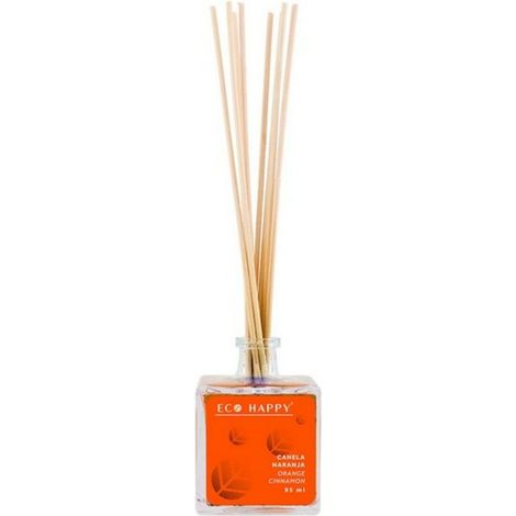 BigBuy Duftstäbchen Mikado Zimt, Orange, Eco Happy, 95 Milliliter, verschiedene Materialien, mehrfarbig