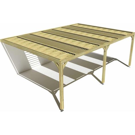 Pergola bois • 7m x 5m • adossée • sens profondeur • lames orientables bioclimatiques incluses • livraison comprise (1/3)