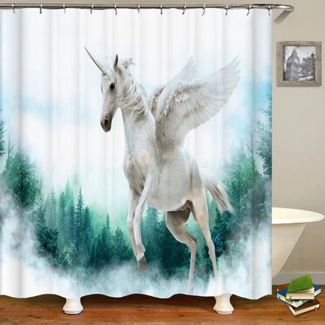 Rideau de douche amusant avec crochets, imperméable, motif chat et chien 3D, 180 x 240 cm, personnalisable et créatif.